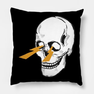 Laser Eye Skull Head Vintage Illustration Pillow