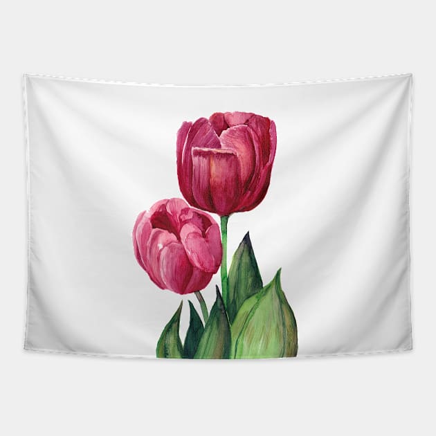 Pink Tulips Tapestry by artofsuff