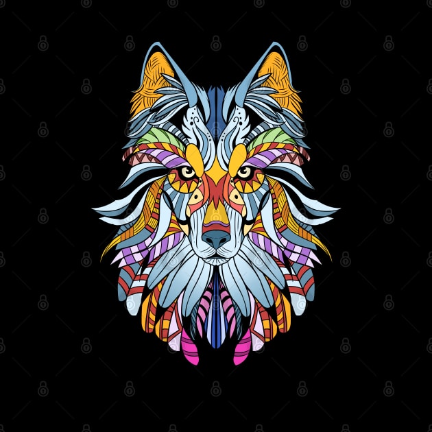 Wolf Gift Product Awesome Native American Art style Wolf Print by Linco