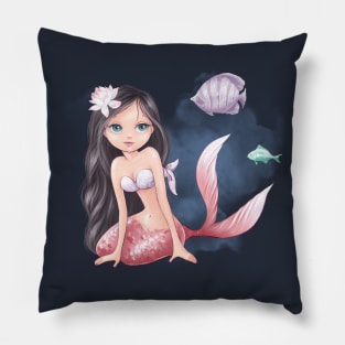 Mermaid fish watercolor Pillow