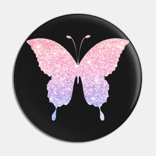 Pastel Pink and Purple Ombre Faux Glitter Butterfly Pin