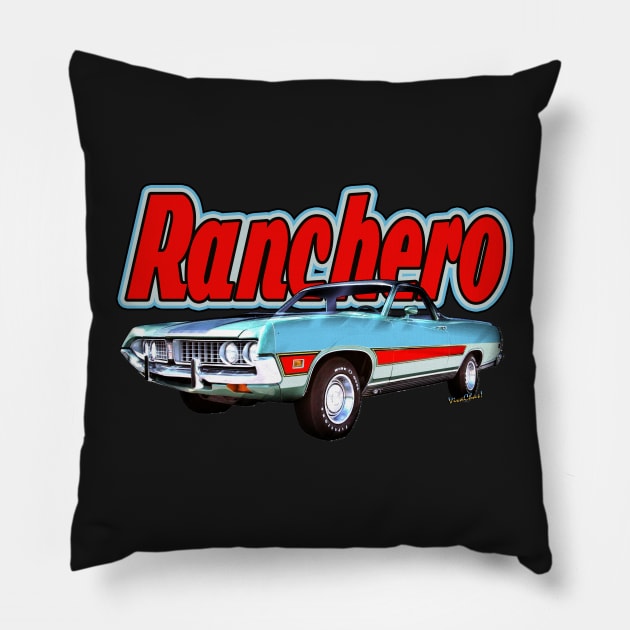 1971 Ford Ranchero at Three Palms - 5th Generation of Ranchero Pillow by vivachas