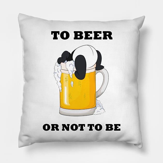 To beer or not to be - Funny Panda Pillow by Band of The Pand