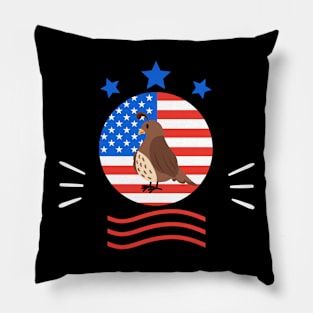 Quail USA American Flag Pillow