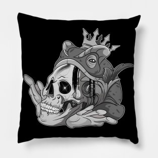 Frog Eating Skull with Crown Pillow