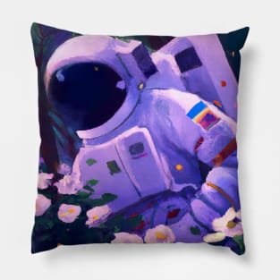 Astronaut in Flowers Pillow