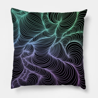 Psychedelic Cool Colors Line Design Pillow