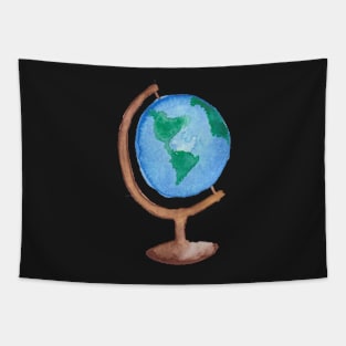 Watercolor World Globe Map Tapestry