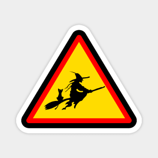 Halloween Flying Witch Road Sign Magnet