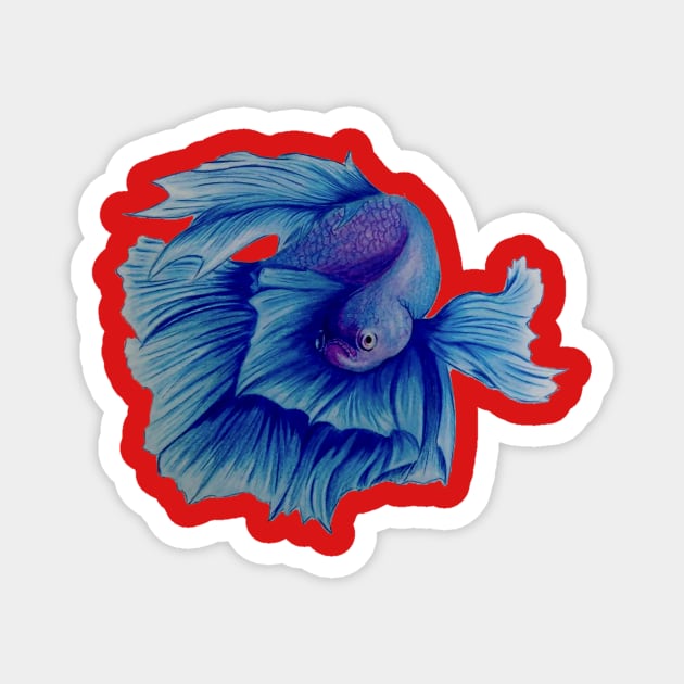 fish betta Magnet by digital oil painting