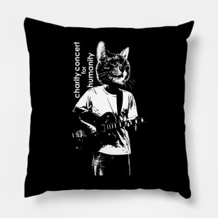 Funny cat playing guitar Pillow