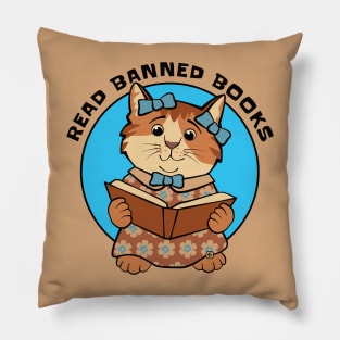 Read Banned Books Cute Kitten Pillow