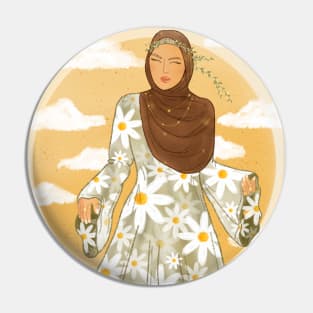 Hijabi Daisy Girl Pin