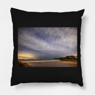 Caswell Bay on Gower in Wales at Night Pillow
