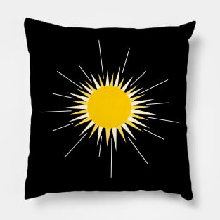 Bright yellow radiant shining sun Pillow