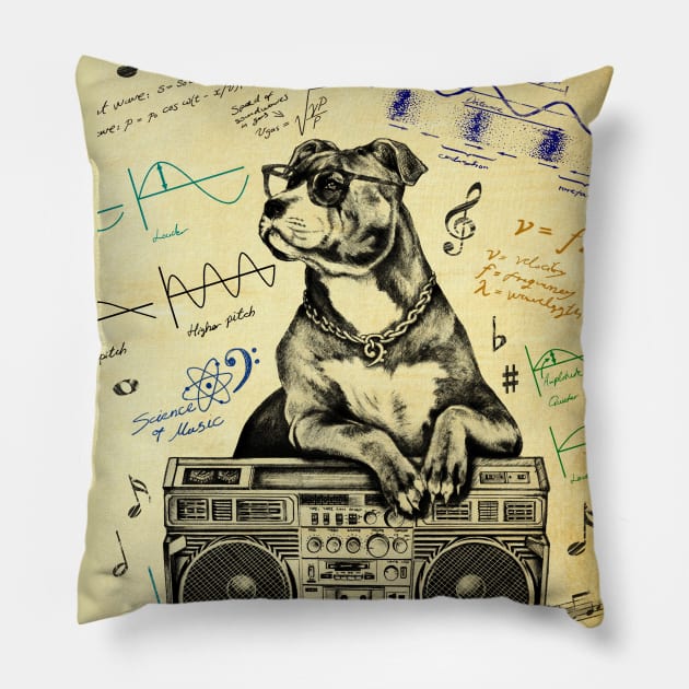 Music Science Dog Pillow by Hris Rizz