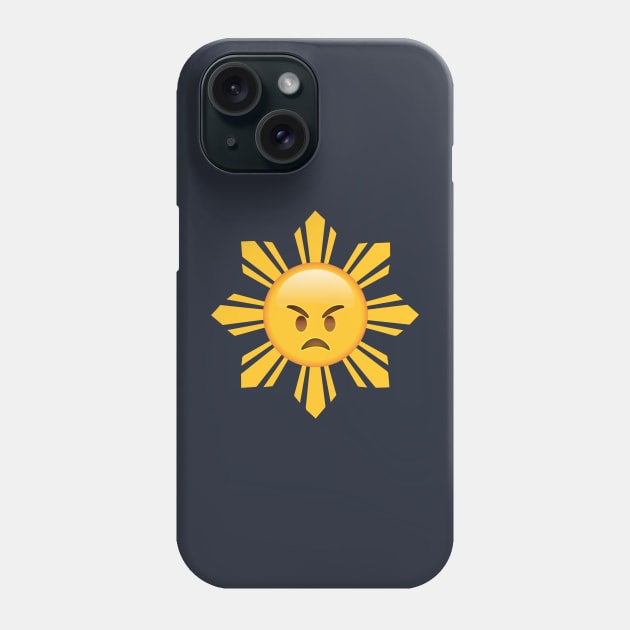 Angry Grumpy Filipino Sun Emoji Face Phone Case by SkarloCueva