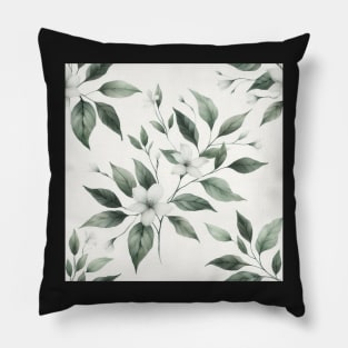 Sage Green Neutral Vintage Flower Pattern Pillow