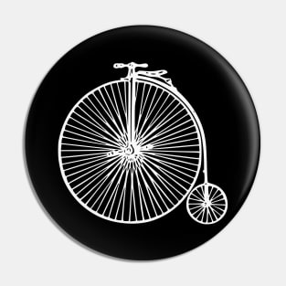 White Retro High Wheel Bicycle Pin