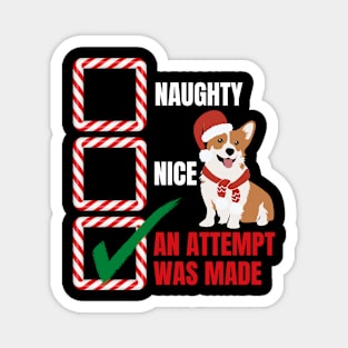 Naughty or Nice Christmas Corgi Dog Magnet