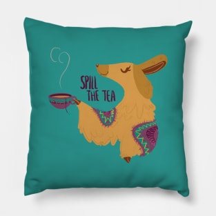 Spill The Tea Llama Pillow