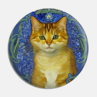 Portrait of a Cute Kitten in Vintage Tiffany Style Stained Glass Pin