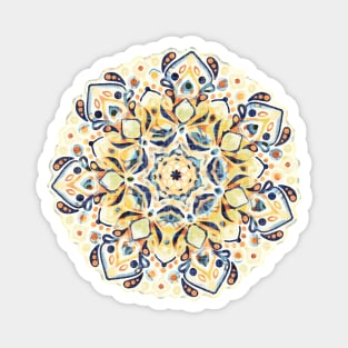 Stained Glass Mandala - Mustard Yellow & Navy Magnet