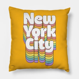 New York City // Retro Typography Design Pillow