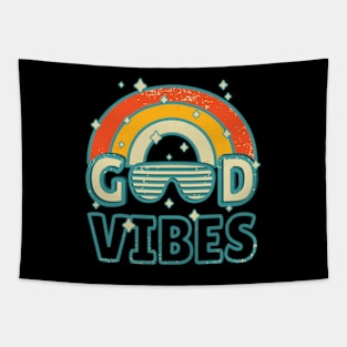 Good Vibes | Retro | Rainbow | 70s | Sunglasses Tapestry