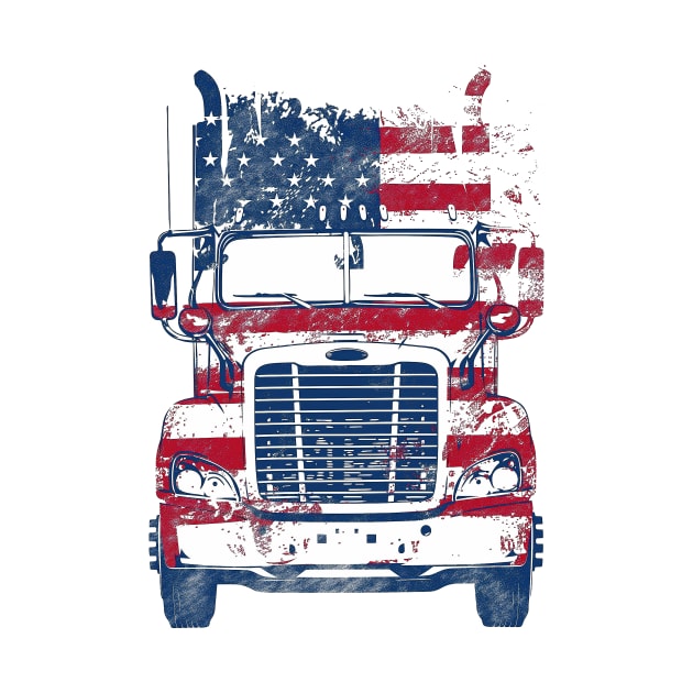 US Flag Truck Driver Patriotic American by Wintrly