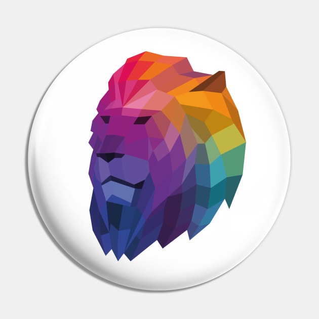 Rainbow Geometric Lion Head Pin by shaldesign