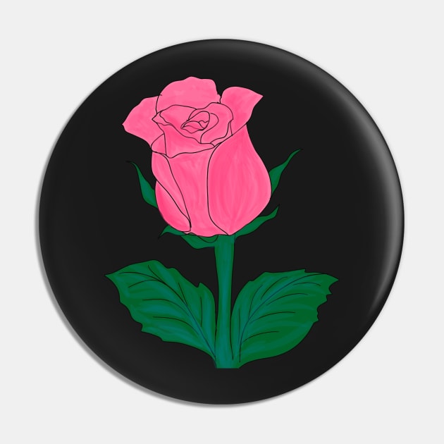 Pink Rose Watercolor Drawing Pin by Grafititee