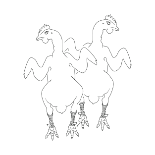 monochrome line art illustration of hens T-Shirt