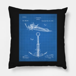 Boat Anchor Patent - Sailing Sailor Lake House Art - Blueprint Pillow