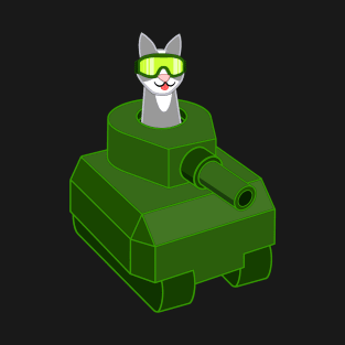 Tank Cat - Green T-Shirt