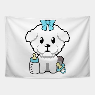 Cute furry dog Gender reveal - its a boy Tapestry