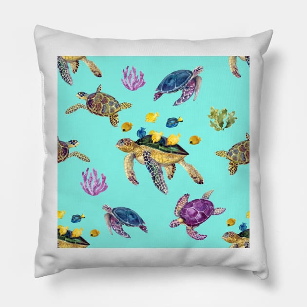 Sea Turtles All Over Tote Bag Pillow by candiscamera