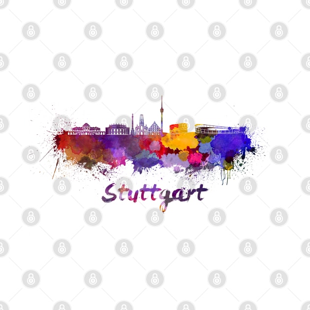 Stuttgart skyline in watercolor by PaulrommerArt