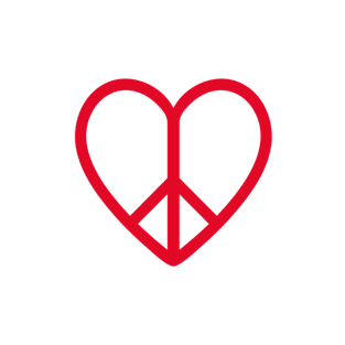 Love and peace, red heart with peace sign T-Shirt