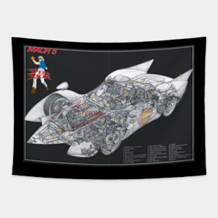 Mach 5 Speed Racer Blue Print Tapestry