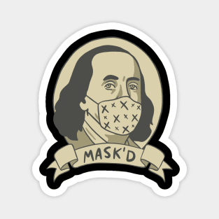 Ben Franklin With Face Mask Magnet