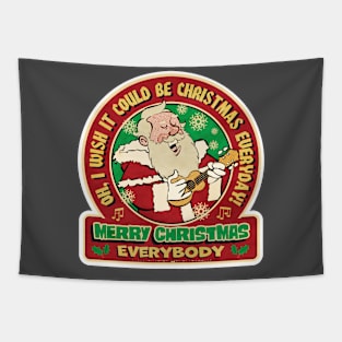 Ugly Holiday Sweater Santa Clause Ukulele Tapestry