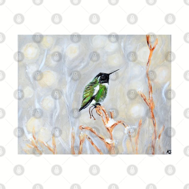 Snow Day Hummingbird Painting by ArtbyKirstenSneath