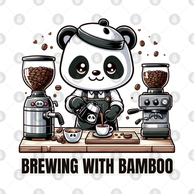 Barista Panda - Brewing With Bamboo Coffee Lover Shirt by vk09design