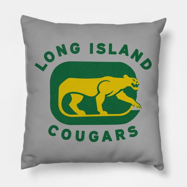 Defunct Long Island Cougars NAHL Hockey 1973 Pillow by LocalZonly