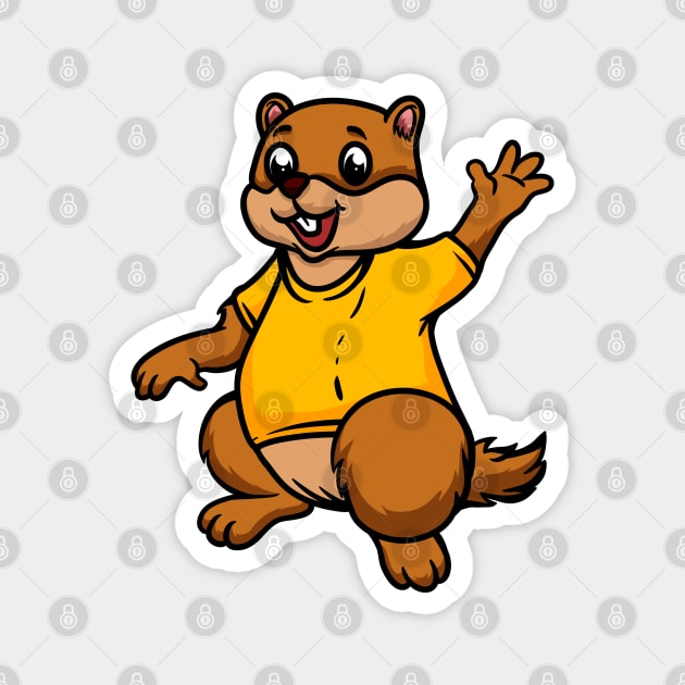 Cute Anthropomorphic Human-like Cartoon Character Marmot in Clothes Magnet by Sticker Steve