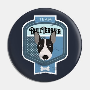 Team Bull Terrier - Distressed English Bull Terrier Beer Label Design Pin