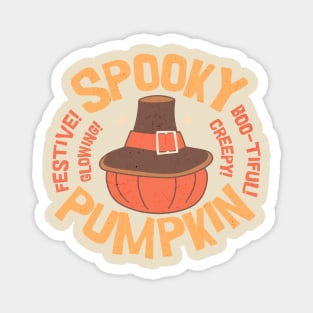 Halloween Thanksgiving Pumpkin Pilgrim Hat Crossover Holiday Retro Fun Design Magnet