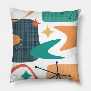 Atomic Age Mid Century 15 in Teal, Orange and Yellow Pillow