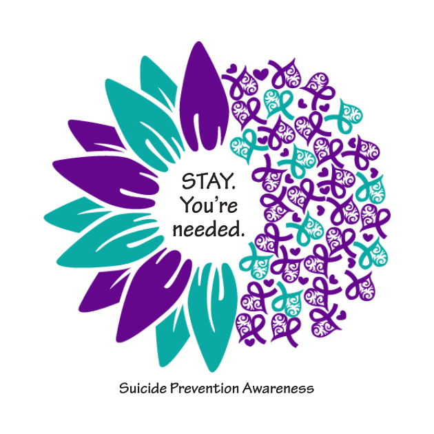 Suicide prevention: Stay flower, black type by Just Winging It Designs